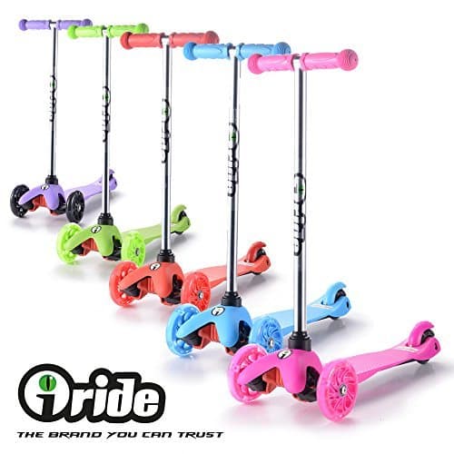 iRIDE Kick Scooter for Kids Toddler 3 Wheel Scooter, Lean to Steer, LED Light Up Wheels for Children Boys Girls from 2 to 6 Years Old (Blue)