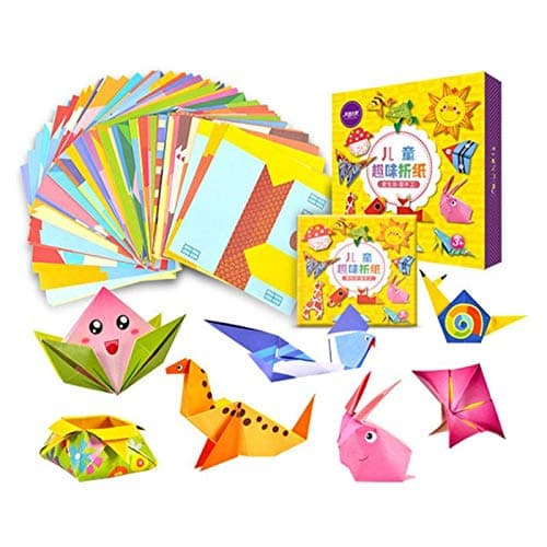 Mumoo Bear Origami Paper,108 Origami Paper Kit, Origami Kit for Kids Ages 8-12, Origami Book 54 Colored Projects, Arts and Crafts for School Class Craft Lessons Christmas Gifts for Boys & Girls