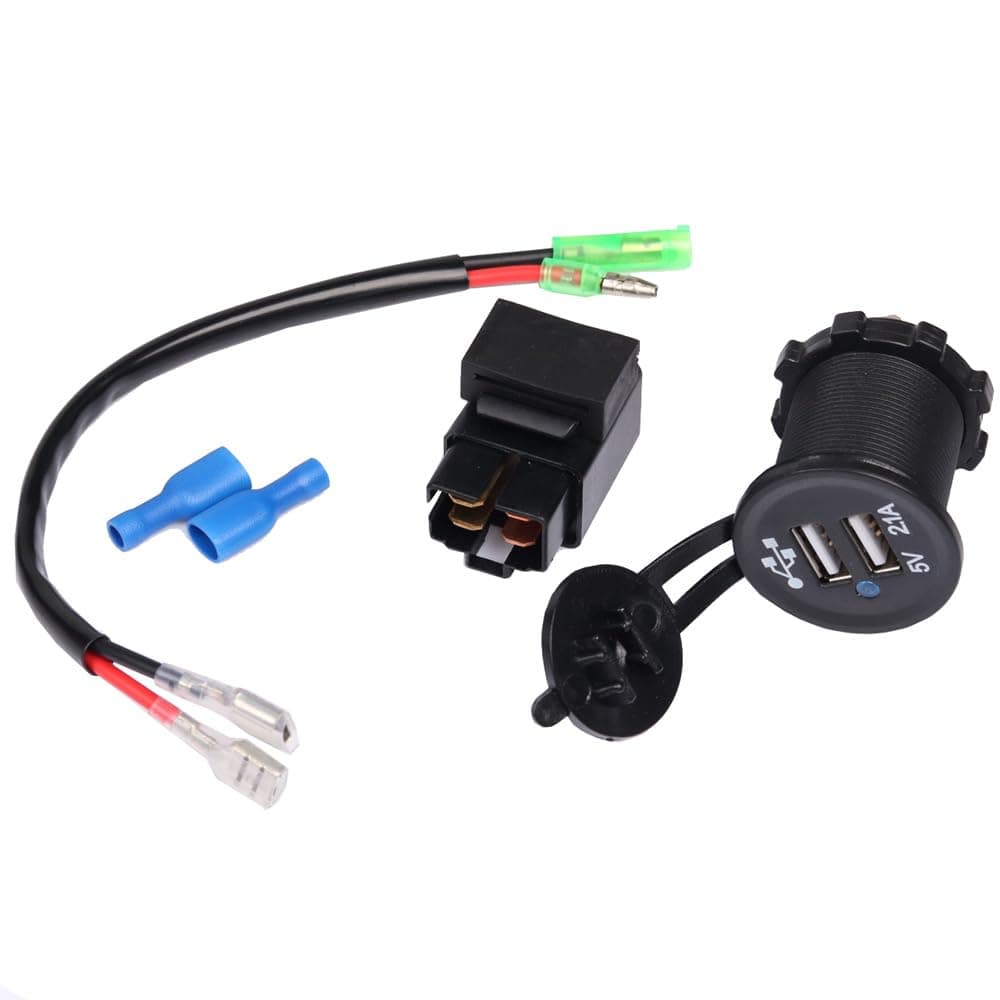 Motorcycle Dual USB Charger with Relay Battery Charger Compatible with Versys650 Versys1000 Ninja400 Ninja650 Versys 650 1000 X300 X650 Ninja 400 650