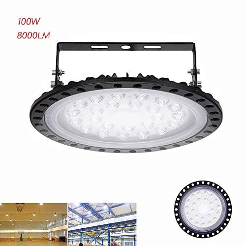 UFO LED High Bay Light 100W - 8000LM 6000K, IP65 Waterproof Slim Super Bright LED Warehouse Lighting Lamp Fixture Big Commercial Space High Bay Light