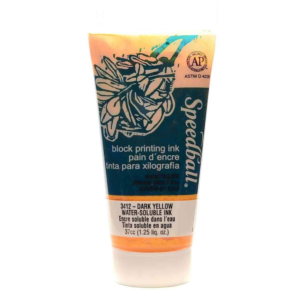 Speedball Watersoluble Block Printing Ink - Dark Yellow - 1.25 oz