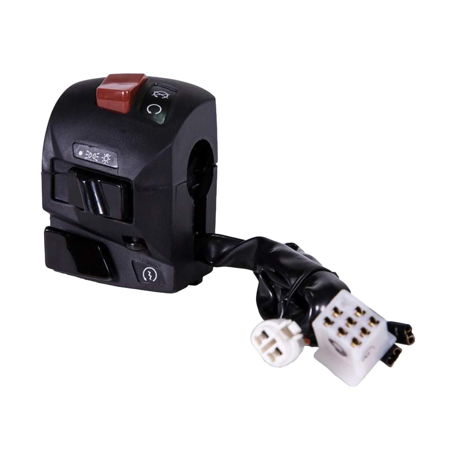 UNO Minda SW-0648G-M01 HANDLE BAR SWITCH- RIGHT SIDE- SELF START - 8 PIN WHITE & 2 PIN ROUND COUPLER, 2 WIRE TERMINALS For-BAJAJ-KTM 125/200/ 390, Mechanical 2_Way