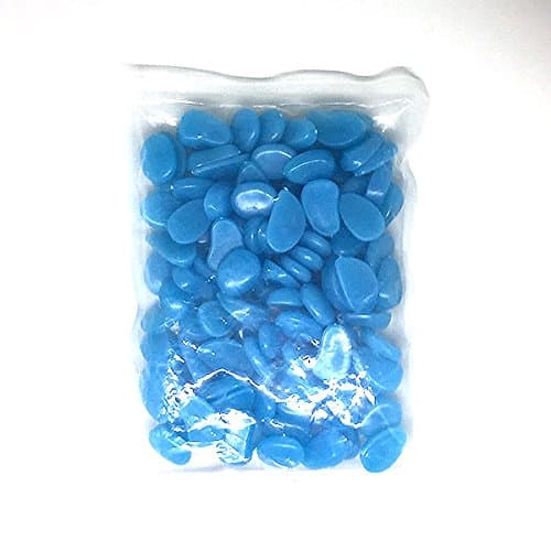 fdjiti home 300 Pcs Glow in The Dark Stones Luminous Pebbles Indoor Outdoor Deco Walkways | Halloween Xmas Party Decor Gardens Paths Yards Lawns Aquariums Plants House Christmas Parties | Bright Blue
