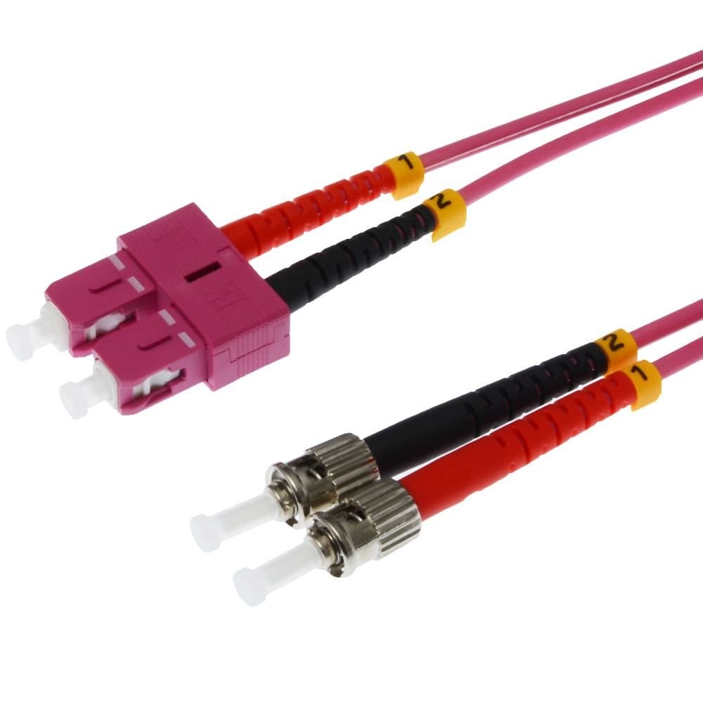 Helos 5m OM4 SC/ST - fiber optic cables (SC, 2x ST, Male/Male, OM4, Violet, Multi-mode)