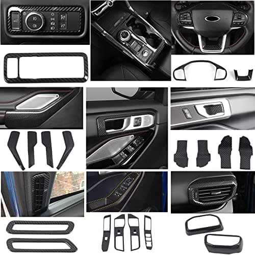 for Ford Explorer 2020-2024 LHD Carbon Fiber Black Interior Kit Cover Trims 25pcs Car Accessories