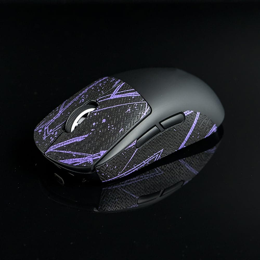 Hokeyio BTL Mouse Grip Tape for Logitech G Pro X Superlight Non Slip Sweat Black Purple 0.5mm (AA0159-heizi)