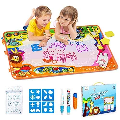 Betheaces Water Drawing Mat Aqua Magic Doodle Kids Toys Mess Free Coloring Painting Educational Writing Mats Xmas Gift for Toddlers Boys Girls Age of 3,4,5,6,7 Year Old 34.5" X 22.5" in 6 Colors