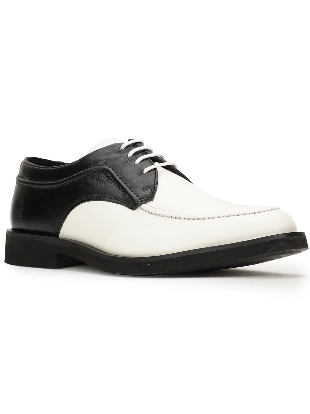 Hush Puppies Elvis Classic Show Time Men Black & White Leather Derbys,