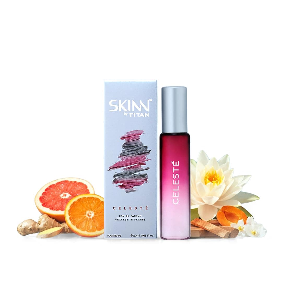 Skinn By Titan | Celeste Perfume - 20 Ml | Perfume For Woman | Gift for Women | Premium Fragrance | Grooming Essentials | Long Lasting Smell for Women |Floral, Fruity , Fresh | Eau De Parfum
