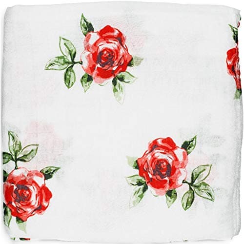 ADALINE Muslin Swaddle Blankets - Red Rose - Baby Girl Nursery Essentials - Silky Soft Bamboo Cotton (Large, 47x47)