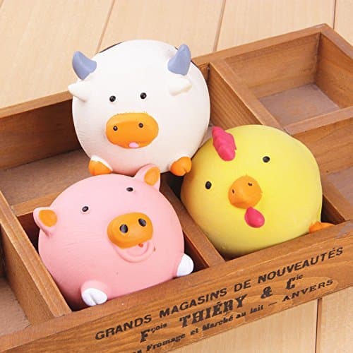 CatYou3PCS Safe Latex Dog Squeaky Toys, Chew Molar Dog Toys, 2.8-Inch Diameter, for Puppy Small Medium Dogs