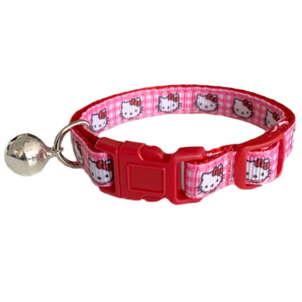Spoilt Rotten Pets Pink Gingham Kitty Face Cat Collar With Bell & Safety Buckle