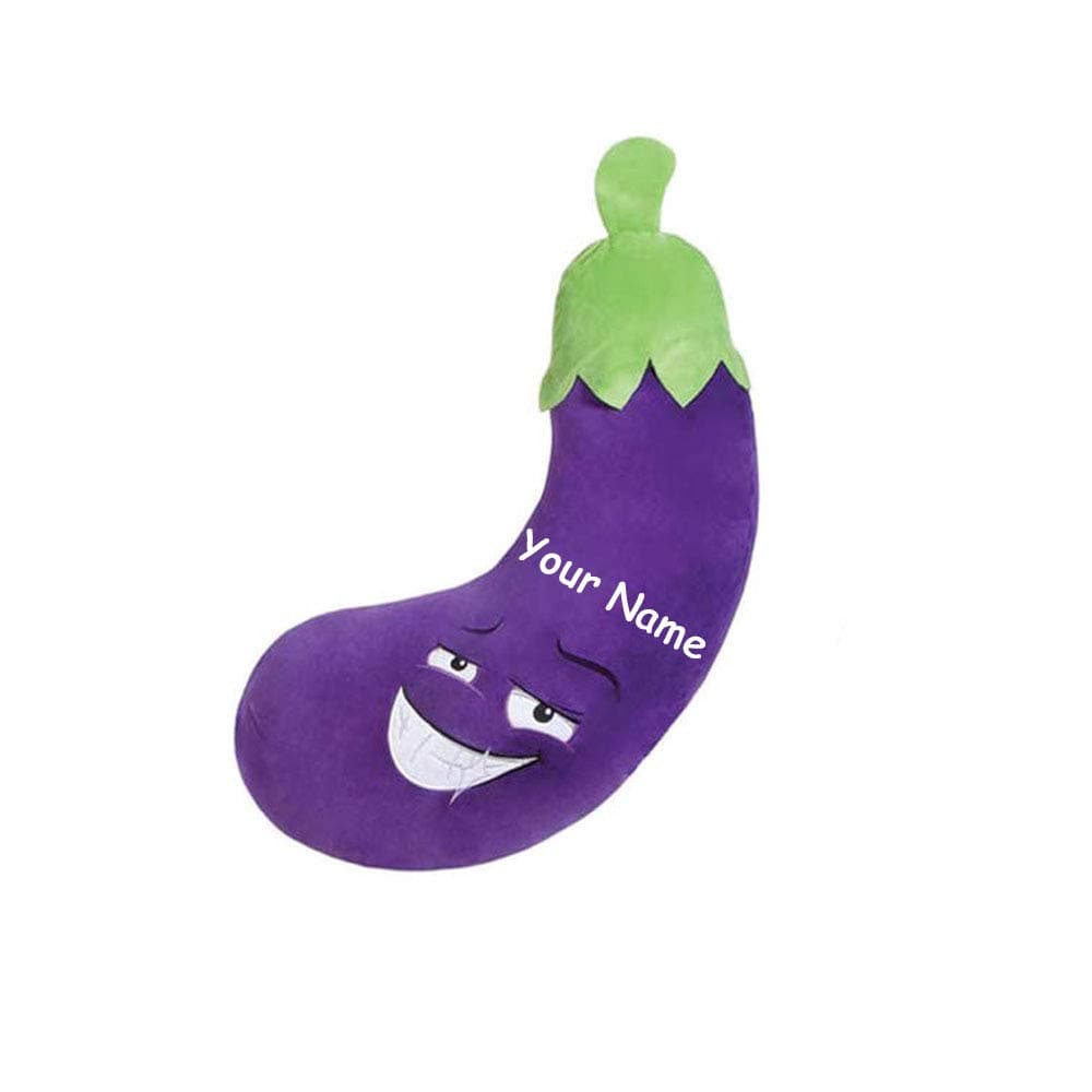 Fiesta Toys Personalized Edgar The Smiling Purple Eggplant Plush Stuffed Toy with Custom Name - 9 Inches