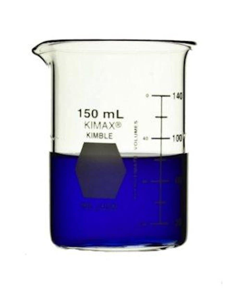 Kimble Chase KIMAX 14000-150 Borosilicate Glass Low Form Griffin Beaker, 150mL Capacity (Case of 48)