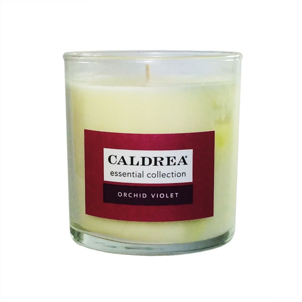 Caldrea Orchid Violet Signature 50 hr Glass Candle with Orange and Jasmine 8.6 oz