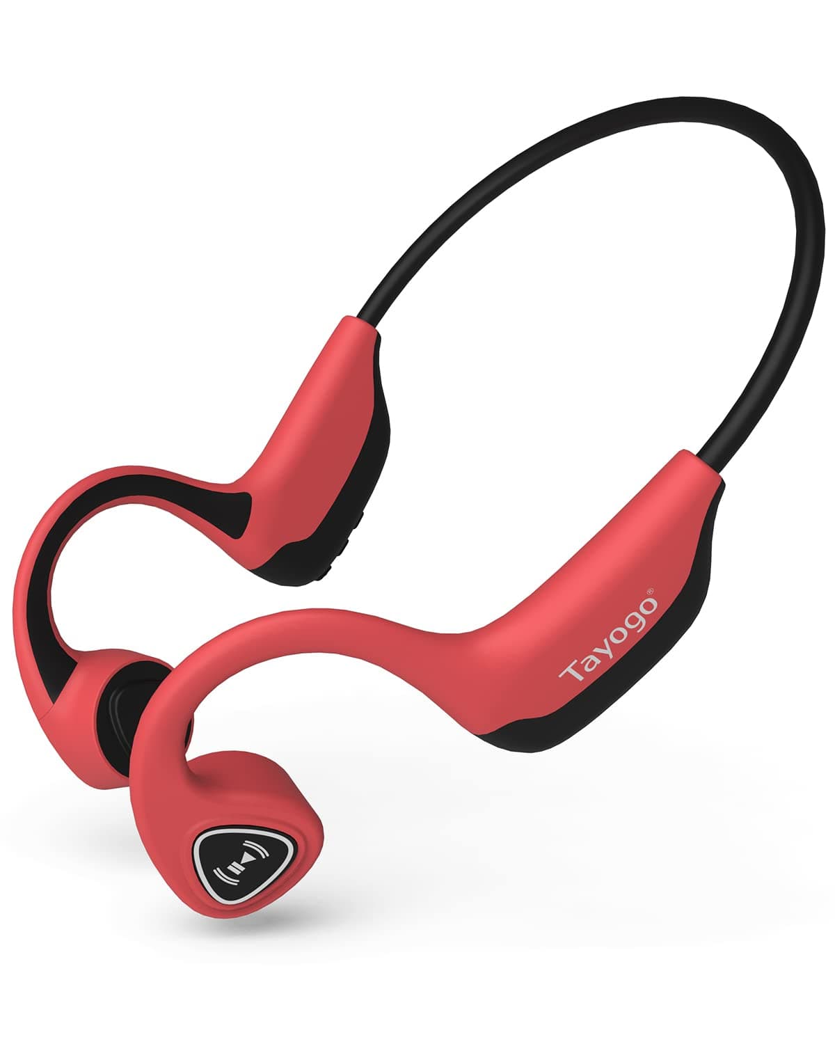 Tayogo Bone Conduction Headphones, Wireless Bluetooth Bone Conducting Earbuds, Open Ear Headset with Mic, for Running, Cycling, Yoga-Red
