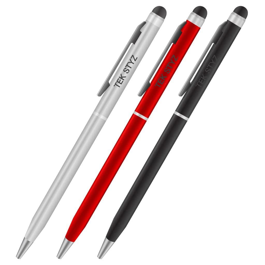PRO Stylus Pen for Celkon Campus Crown Q40 with Ink, High Accuracy, Extra Sensitive, Compact Form for Touch Screens [3 Pack-Black-Red-Silver]