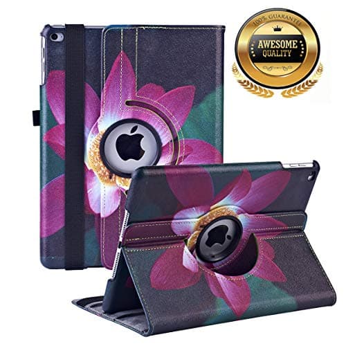 Case for iPad 5th/6th Generation 9.7 inch 2018 2017/ipad air 2 Lightweight Smart Anti-Scratch Advanced Leather 360 Degree Rotating Stand Apple Cover with Auto Wake/Sleep （Lotus Petals）
