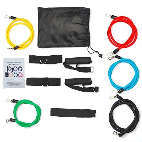 11 PCS Resistance Band Set Yoga Pilates Abs Exercise Fitness Tube Workout Bands