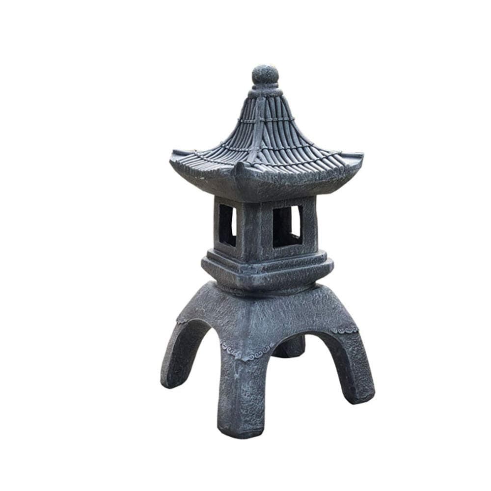 QXPuSS Garden Statue Lantern,Japanese Outdoor Sculpture Asian Stoneworks Crafts Decor Antique Pagoda For Patio Housewarming-B-Light_Grey
