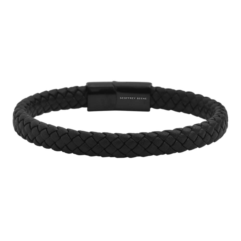 Men's Braided Genuine Leather Bracelet with Stainless Steel Closure