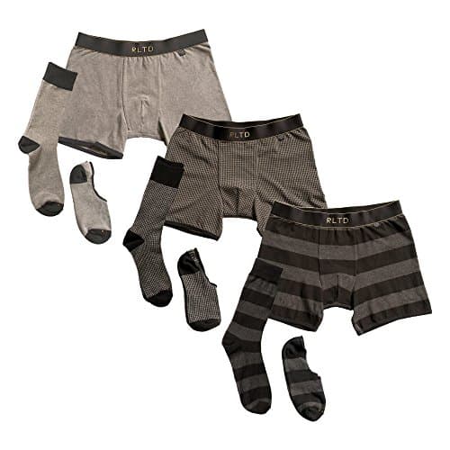 Related Garments Men's Matching Socks, No-Show Socks and Boxer Briefs: Gent Hound Closer Dark 9 Piece Set MD