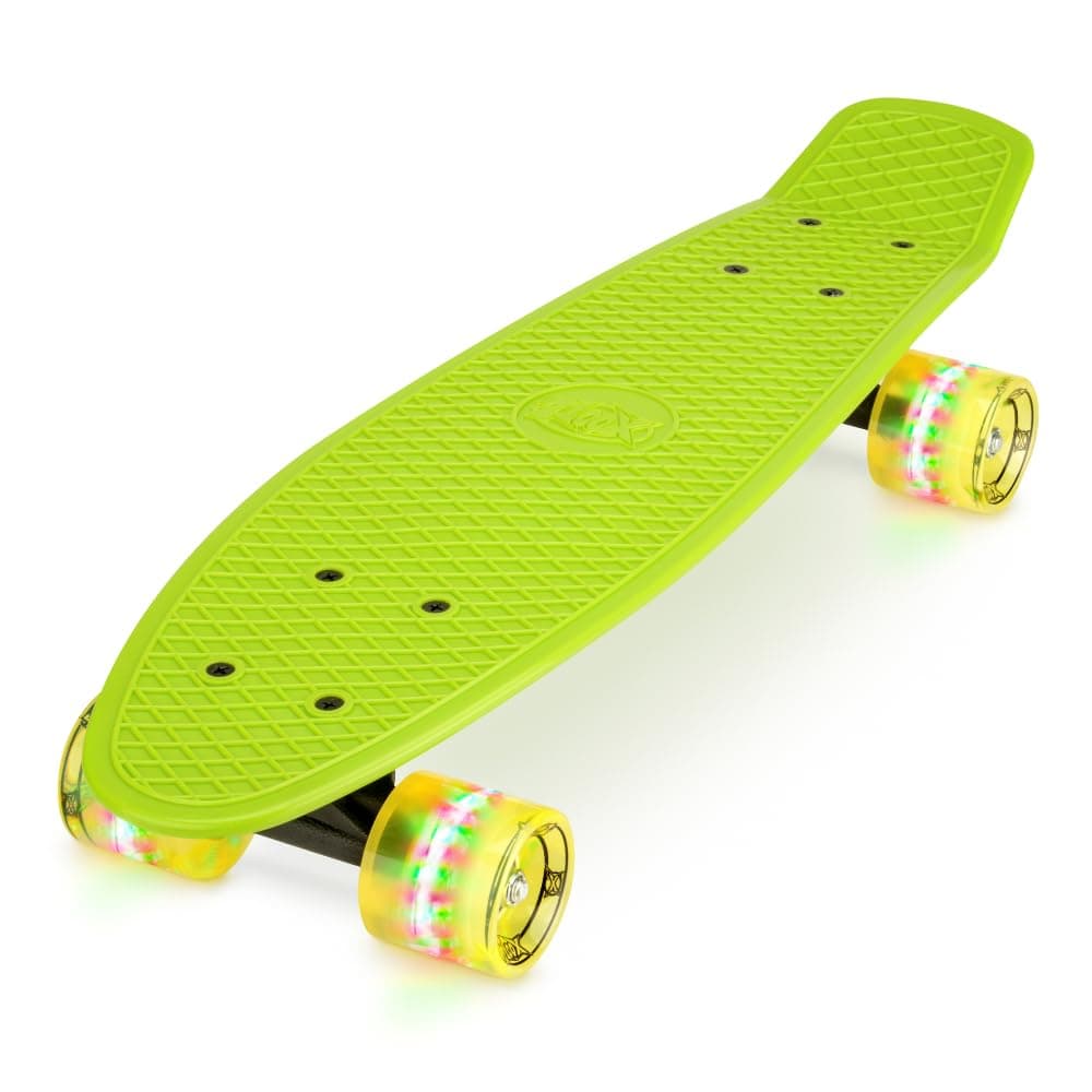 Xootz 22” Kids PP Cruiser Skateboards with LED Wheels, Mini Skateboard for Beginners, Single Kicktail, PU Wheels, ABEC-5 Bearings