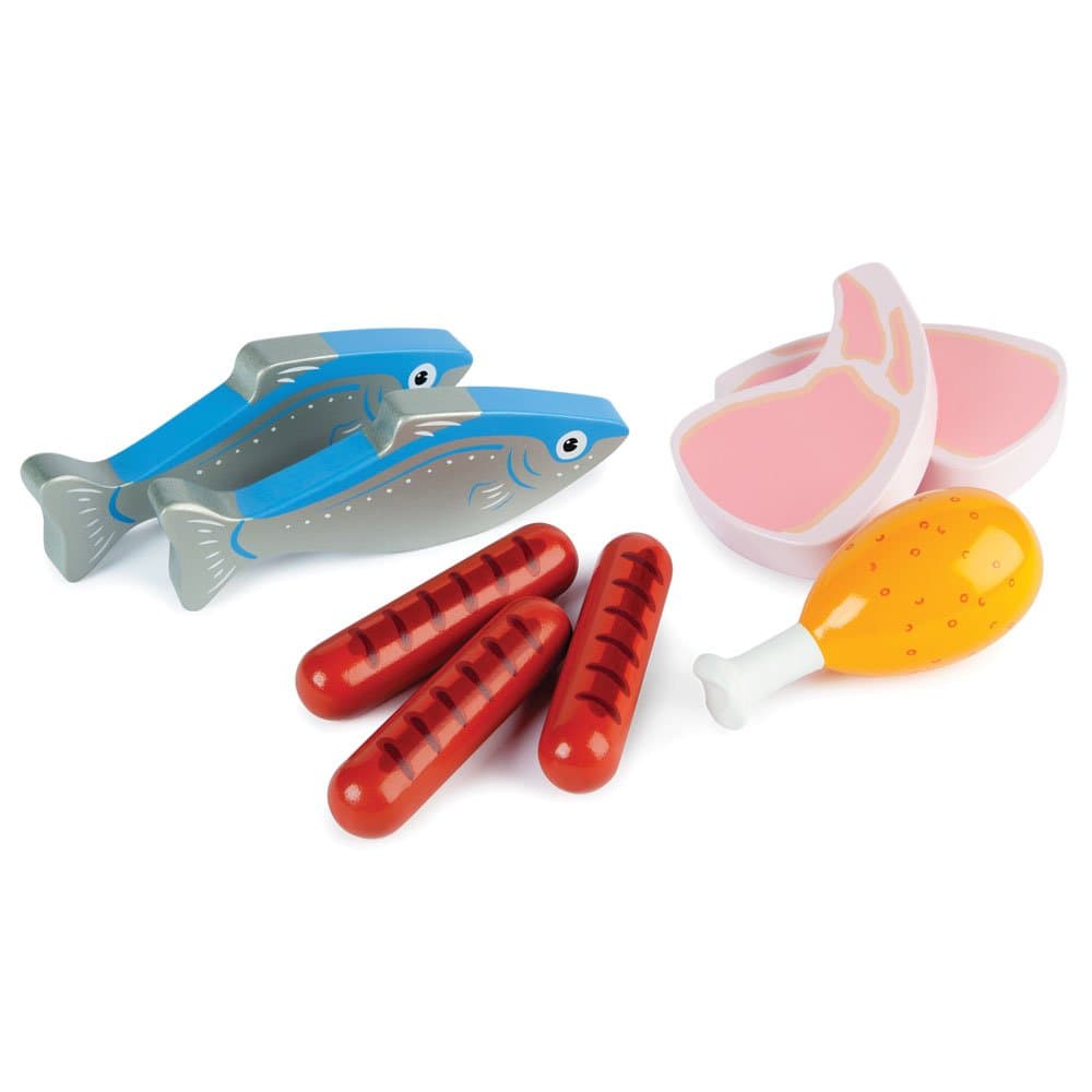 Tidlo Wooden Meat and Fish Food Set, 5 H x 12 W x 15 D cm