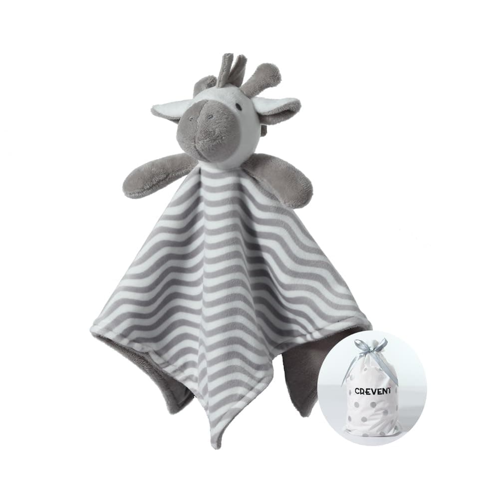 CREVENT Soft Plush Animal Face Security Blankets for Boys and Girls, Great for Birthday Baby Shower (Grey Zebra)