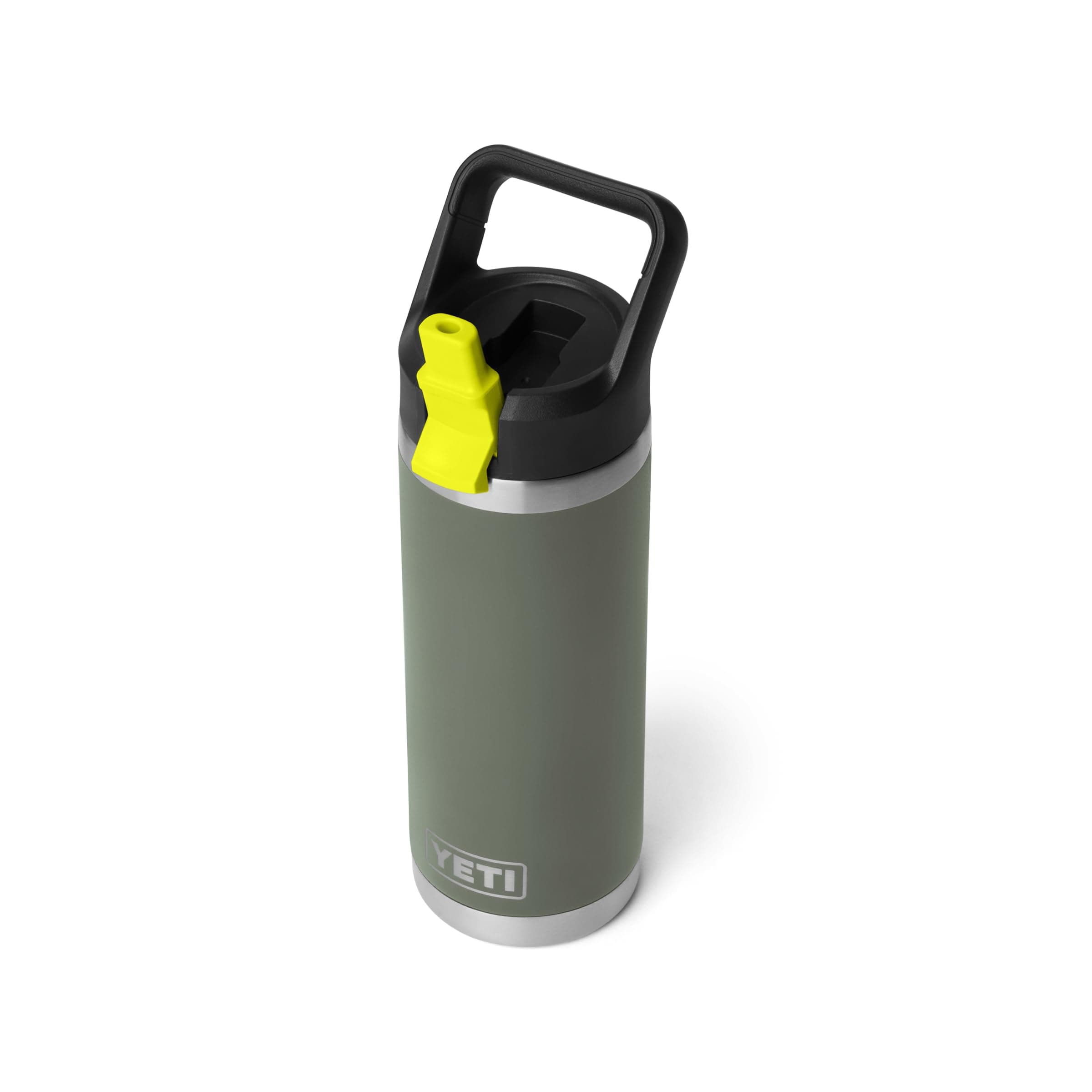 YETI Rambler 18 oz Bottle, Vacuum Insulated, Stainless Steel with Color Matching Straw Cap, Camp Green/Firefly Yellow