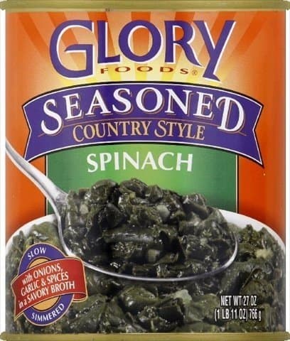 Glory FoodsSeasoned Spinach 27 oz. Cans - Pack of 4