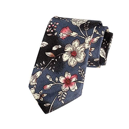 EasyJoy Skinny Ties Men's Cotton Printed Floral Necktie (color 30)