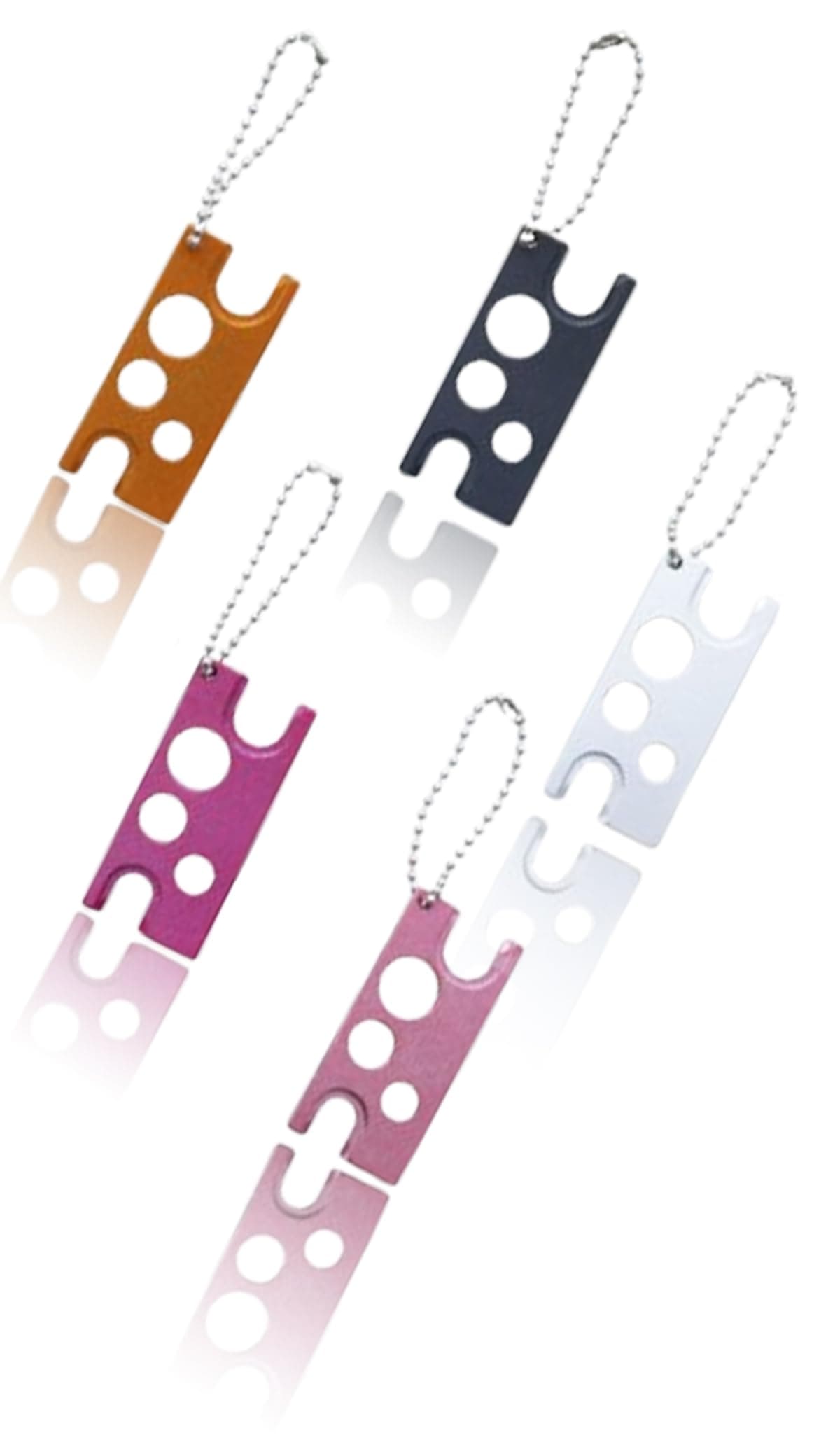 – 5 Pieces Stainless Steel Essential Oil Bottle Openers with Keychain - Colored Metal Caps Opener for Universal Eyelash Glue Replacement Bottles and More