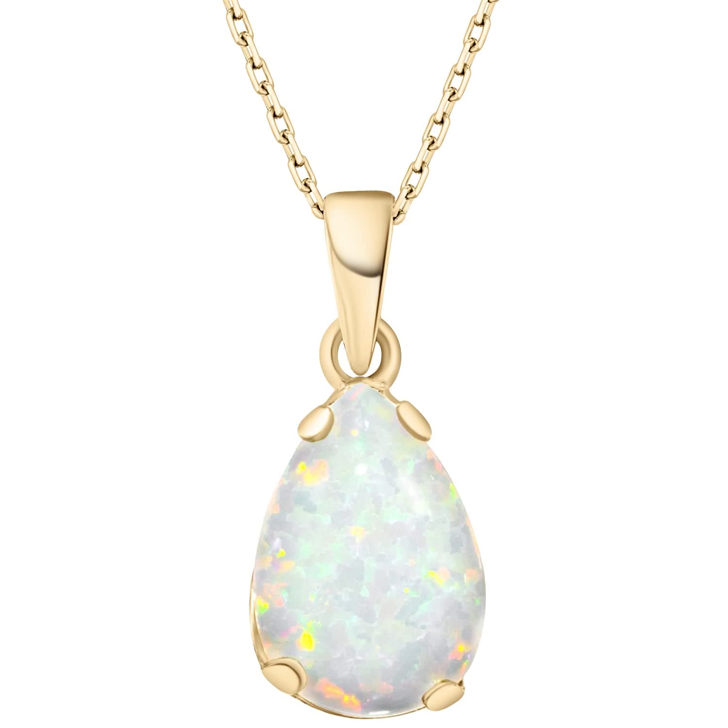 14K Gold Plated Gemstone Necklace for Women - Birthestone Teardrop Necklace - Gold Jewelry for Women - Dainty Gold Necklace - Everyday Necklaces - Gold Necklaces for Women