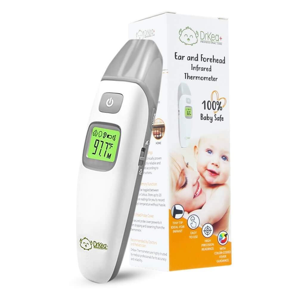 Baby Thermometer - Forehead and Ear Thermometer for Fever by DrKea - Accurate Dual Mode Professional Medical Body Fever Thermometers for Baby, Kid and Adult | Clinical Thermometer