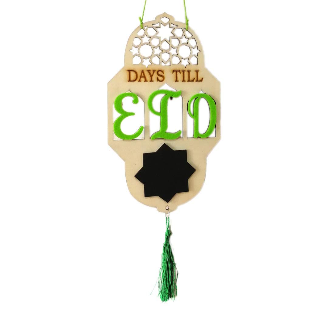 xinyuer Islam Ramadan Countdown to EID Mubarak Advent Wooden Hanging Plaque Message Board Home DIY Decor Crafts Party Supplies