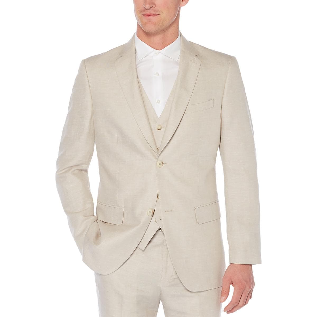 Perry EllisMen's Regular Fit Linen-Blend Suit Jacket with Chest Pocket