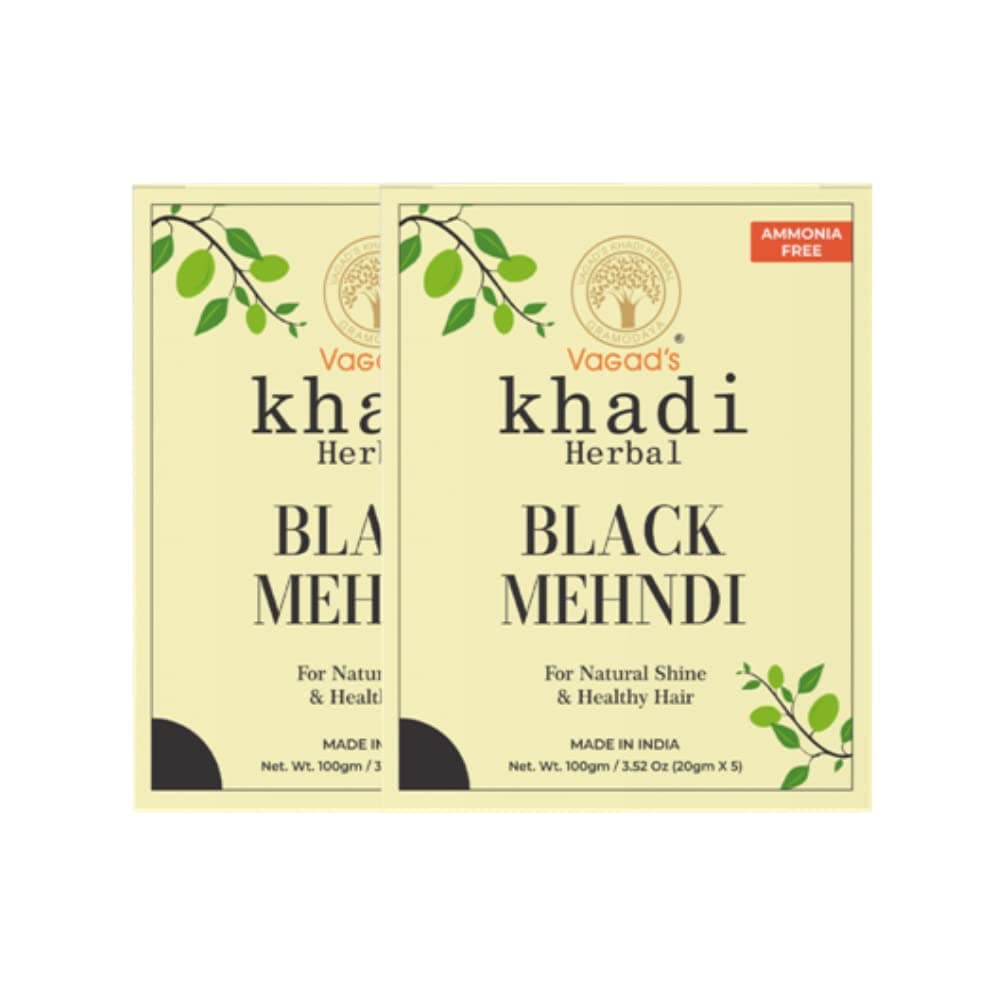 Gramodaya Pure Natural Black Mehndi For Hair With Goodness of Neem For Longlasting Natural Hair Colour (Pack of 2x100g)