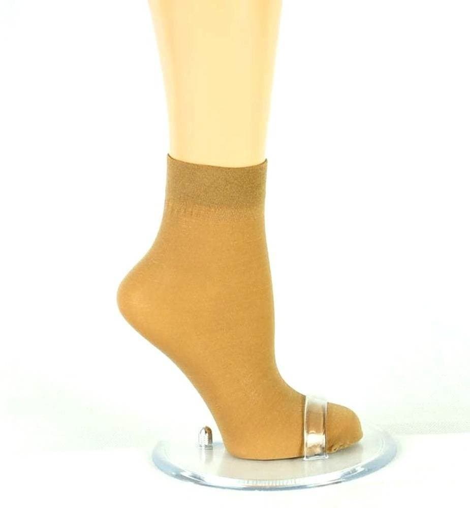 3 Pairs women's girls brown plain ankle socks 80 Denier