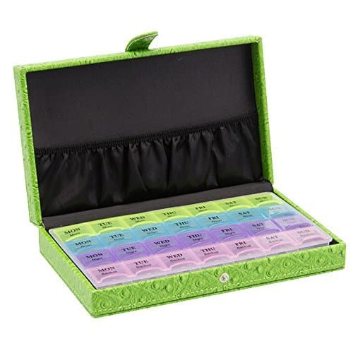 Deluxe Decorative Pillbox 14 Day or 28 Day by PillTime As Featured on TV Hit Show Grey's Anatomy (14/28 Day, Green)