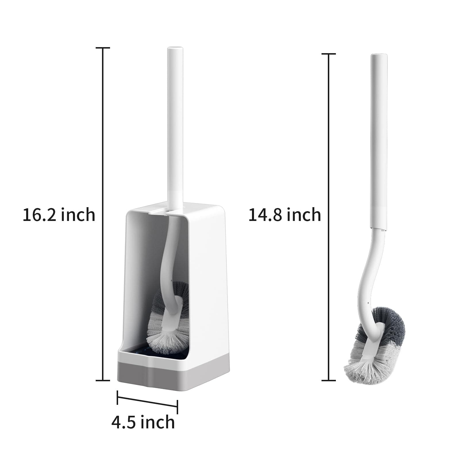 Marbrasse Bathroom Toilet Bowl Brush and Holder, Curved Design Toilet Brush for Deep Cleaning Under Rim, Best Toilet Brush Set, Compact Toilet BowlCleaner Brush for Bathroom, 2 Pack