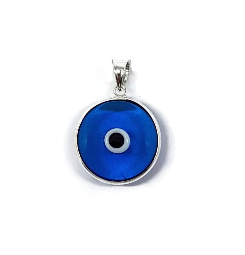 by Dalia – Glass Evil Eye Pendant for Good Luck – 925 Sterling Silver – Diameter of Pendant 0,6 inches