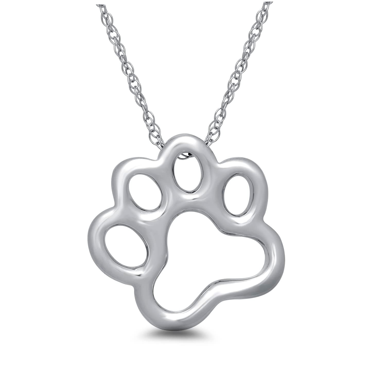 Jewelili 10kt Gold Dog Paw Pendant Necklace, 18"