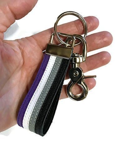 Asexual Pride Leather Keychain Gray-A key Accessory Gift Ace Asexuell Asexuel Jewelry