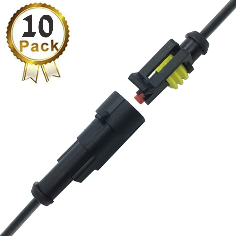 YETOR1 Pin Connector,Way Car Waterproof Electrical Connector,1 pin Plug Auto Electrical Wire Connectors with Wire 16 AWG Marine for Car, Truck, Boat, and Other Wire Connections.(10 Pack)