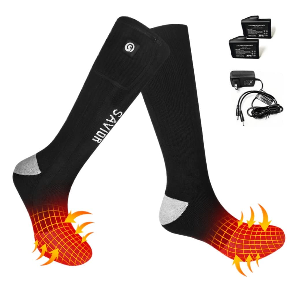 Savior Heated Socks,Rechargeable Electric Heated Socks for Men Women,Winter Foot Warmers,Suitable for Outdoor Work,Skiing,Skating,Cycling,Camping,Fishing,Hunting,etc.