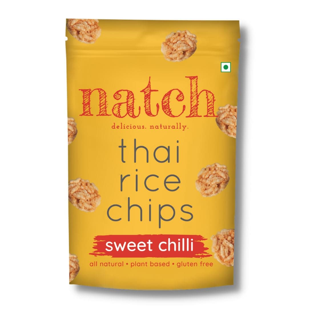 Natch Thai Sticky Rice Chips, Healthy Snacks 100% All Natural, Vegan, Gluten Free, No Artificial Preservatives, Trans Fat Free, Low Calorie, Sweet Chilli Flavour, 100g each (Pack of 1)