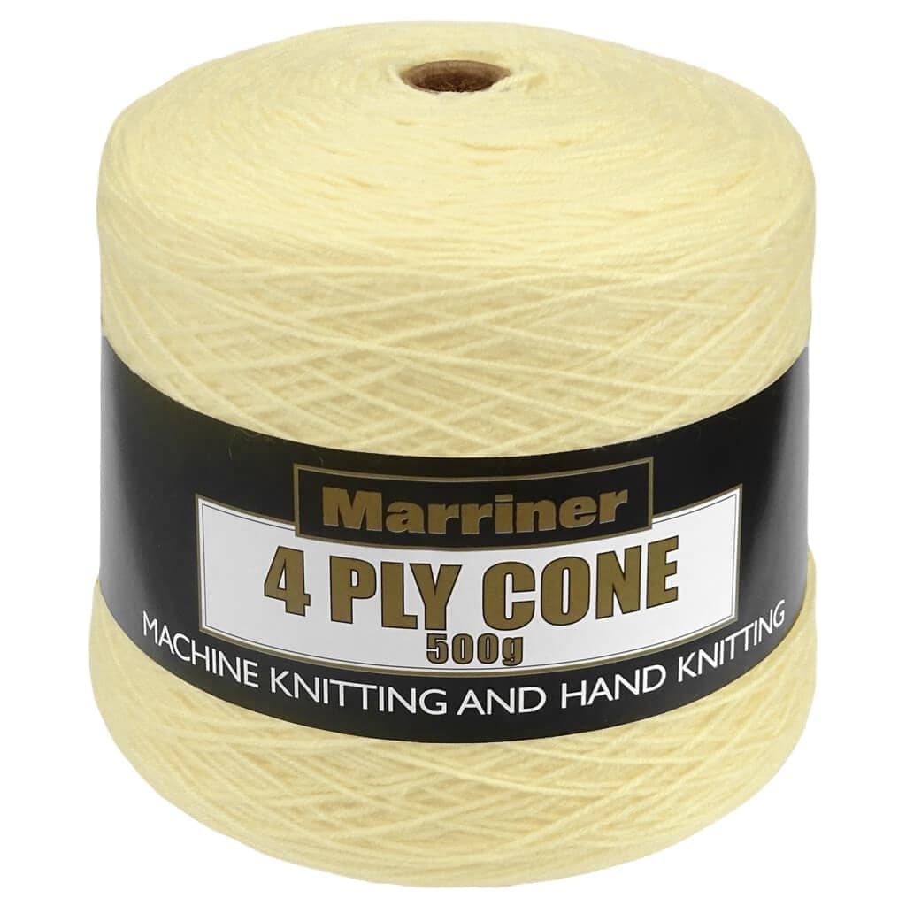 Marriner 4 Ply Cone Yarn with 100% Acrylic for Knitting and Crochet - Vegan Friendly and Hypoallergenic (Lemon 500g Cone)
