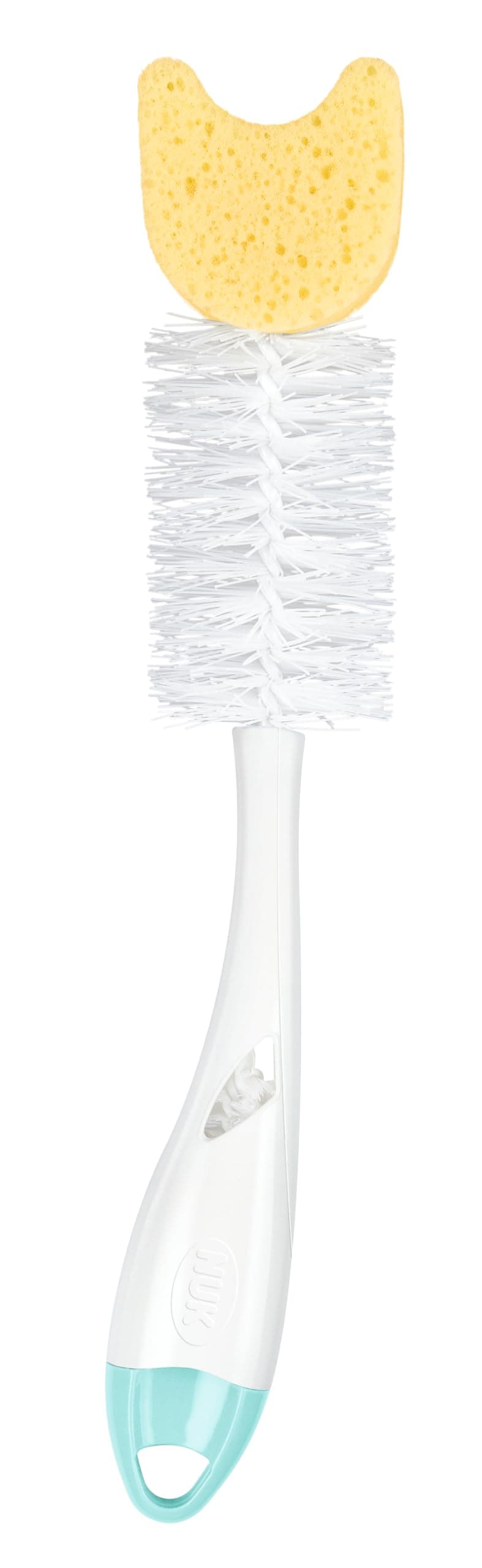 Bottle Brush with Sponge and Integrated Teat Brush | with Ergonomic Handle | for Bottles and Teats | Pack of 1