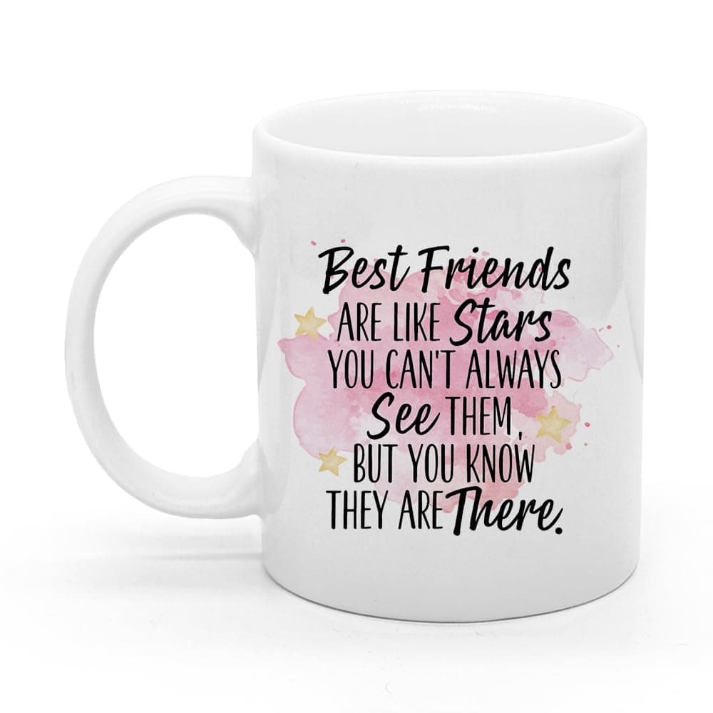 XQLZY Best Friends Are Like Stars Funny Friendship Mug, Friendship Gifts for Women, Birthday Holiday Gifts for Sisters BFF, Sisters Friendship Mug - 11 oz Ceramic Mug